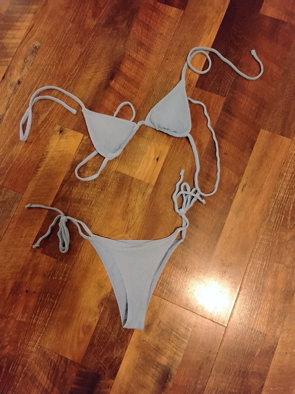 Tj Swim Light Blue Triangle String Bikini Set